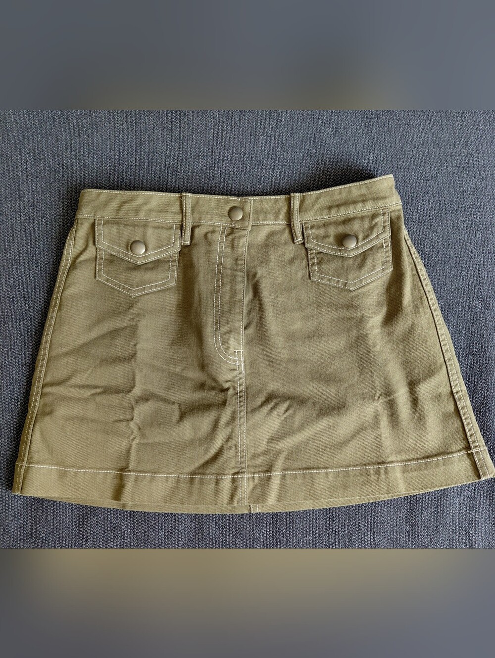 NWT J. Crew Olive Green A-Line Mini Skirt with Flap Pockets